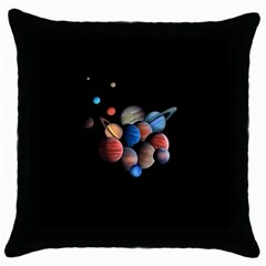 Planets  Throw Pillow Case (black) by Valentinaart