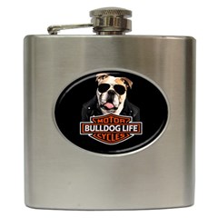 Bulldog Biker Hip Flask (6 Oz) by Valentinaart