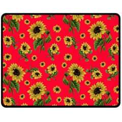 Sunflowers Pattern Fleece Blanket (medium)  by Valentinaart