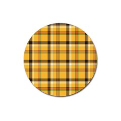 Yellow Fabric Plaided Texture Pattern Magnet 3  (round) by paulaoliveiradesign