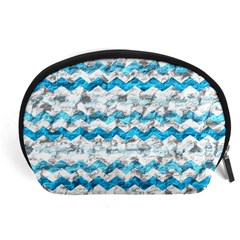 Baby Blue Chevron Grunge Accessory Pouches (large)  by designworld65