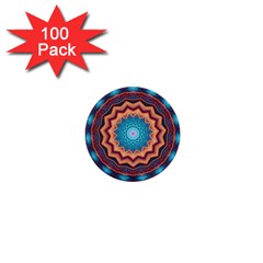 Blue Feather Mandala 1  Mini Buttons (100 Pack)  by designworld65