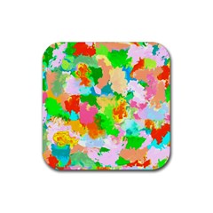 Colorful Summer Splash Rubber Coaster (square)  by designworld65