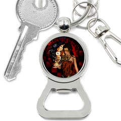 Steampunk, Beautiful Steampunk Lady With Clocks And Gears Bottle Opener Key Chains by FantasyWorld7