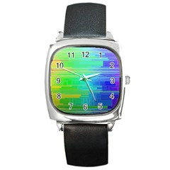 Colors Rainbow Pattern Square Metal Watch