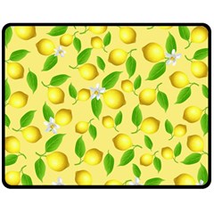 Lemon Pattern Fleece Blanket (medium)  by Valentinaart