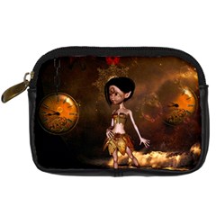 Steampunk, Cute Little Steampunk Girl In The Night With Clocks Digital Camera Cases by FantasyWorld7