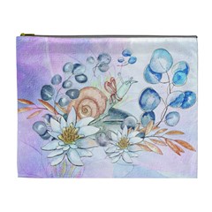 Snail And Waterlily, Watercolor Cosmetic Bag (xl) by FantasyWorld7