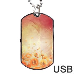 Flower Power, Cherry Blossom Dog Tag Usb Flash (one Side) by FantasyWorld7