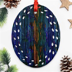 Stylish Colorful Strips Oval Filigree Ornament (two Sides) by gatterwe