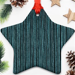 Stylish Frost Blue Strips Star Ornament (two Sides) by gatterwe