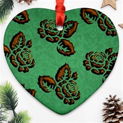 Chocolate Background Floral Pattern Ornament (heart) by Nexatart