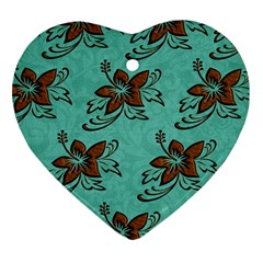 Chocolate Background Floral Pattern Ornament (heart) by Nexatart