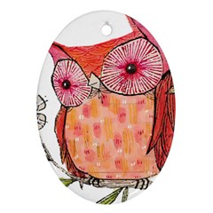 Summer Colourful Owl T Shirt Oval Ornament (two Sides)