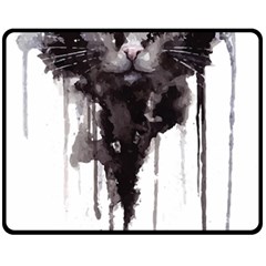 Angry Cat T Shirt Fleece Blanket (medium)  by AmeeaDesign