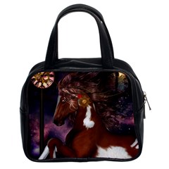 Steampunk Wonderful Wild Horse With Clocks And Gears Classic Handbags (2 Sides) by FantasyWorld7