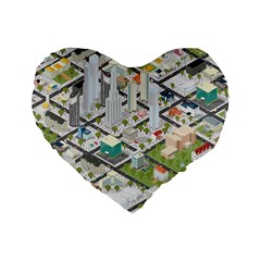 Simple Map Of The City Standard 16  Premium Flano Heart Shape Cushions by Nexatart