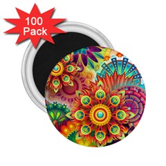 Colorful Abstract Pattern Kaleidoscope 2 25  Magnets (100 Pack) 