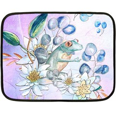 Funny, Cute Frog With Waterlily And Leaves Fleece Blanket (mini) by FantasyWorld7