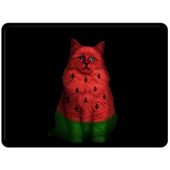 Watermelon Cat Double Sided Fleece Blanket (large)  by Valentinaart