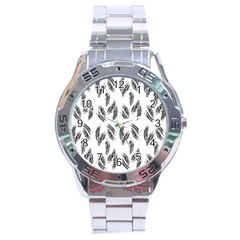 Feather Pattern Stainless Steel Analogue Watch by Valentinaart