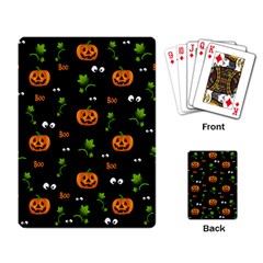 Pumpkins - Halloween Pattern Playing Card by Valentinaart