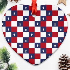 American Flag Star White Red Blue Heart Ornament (two Sides)