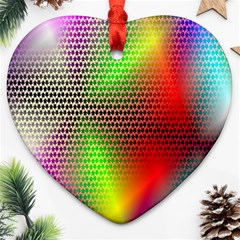 Abstract Rainbow Pattern Colorful Stars Space Ornament (heart) by Mariart