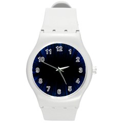 Colorful Light Ray Border Animation Loop Blue Motion Background Space Round Plastic Sport Watch (m)