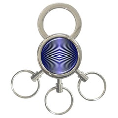 Blue Lines Iterative Art Wave Chevron 3-ring Key Chains