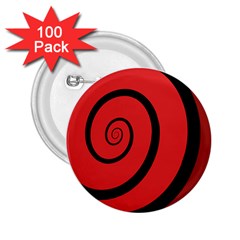 Double Spiral Thick Lines Black Red 2 25  Buttons (100 Pack) 