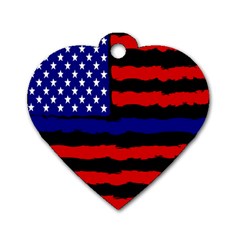 Flag American Line Star Red Blue White Black Beauty Dog Tag Heart (two Sides) by Mariart