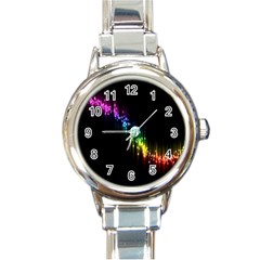 Illustration Light Space Rainbow Round Italian Charm Watch by Mariart