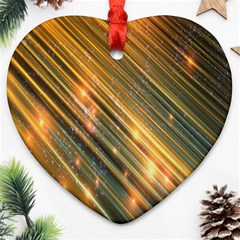 Golden Blue Lines Sparkling Wild Animation Background Space Ornament (heart) by Mariart