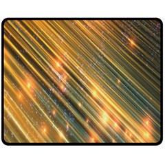 Golden Blue Lines Sparkling Wild Animation Background Space Fleece Blanket (medium)  by Mariart