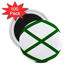 Lissajous Small Green Line 2 25  Magnets (100 Pack) 