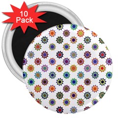 Flowers Pattern Recolor Artwork Sunflower Rainbow Beauty 3  Magnets (10 Pack) 