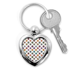 Flowers Pattern Recolor Artwork Sunflower Rainbow Beauty Key Chains (heart)  by Mariart