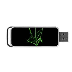 Origami Light Bird Neon Green Black Portable Usb Flash (one Side) by Mariart