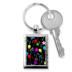 Party Pattern Star Balloon Candle Happy Key Chains (rectangle) 