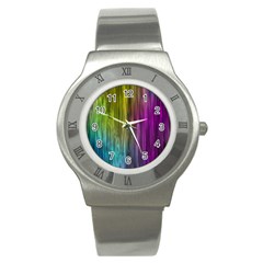 Rainbow Bubble Curtains Motion Background Space Stainless Steel Watch