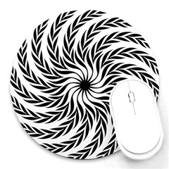 Spiral Leafy Black Floral Flower Star Hole Round Mousepads