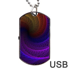 Striped Abstract Wave Background Structural Colorful Texture Line Light Wave Waves Chevron Dog Tag Usb Flash (one Side) by Mariart