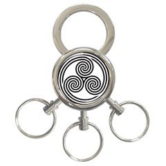 Triple Spiral Triskelion Black 3-ring Key Chains