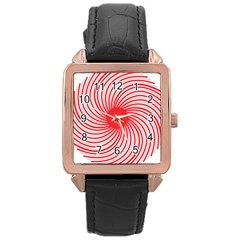 Spiral Red Polka Star Rose Gold Leather Watch 