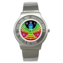 Twisted Motion Rainbow Colors Line Wave Chevron Waves Stainless Steel Watch