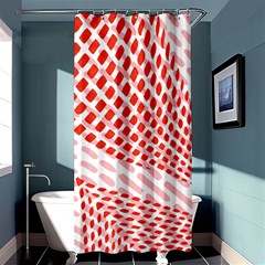 Waves Wave Learning Connection Polka Red Pink Chevron Shower Curtain 36  X 72  (stall) 