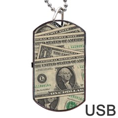 Dollar Currency Money Us Dollar Dog Tag Usb Flash (one Side) by Nexatart