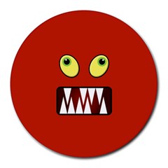 Funny Monster Face Round Mousepads by linceazul