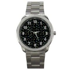 Splatter Abstract Dark Pattern Sport Metal Watch by dflcprints